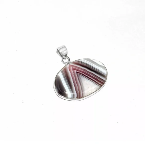 Natural banded agate sterling silver pendant - Picture 2 of 5
